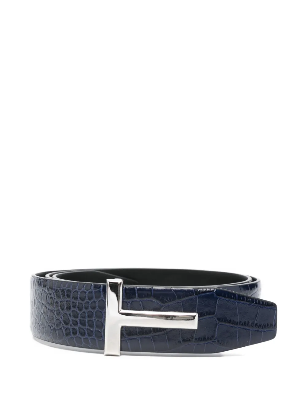 TOM FORD crocodile-effect leather belt - Blu