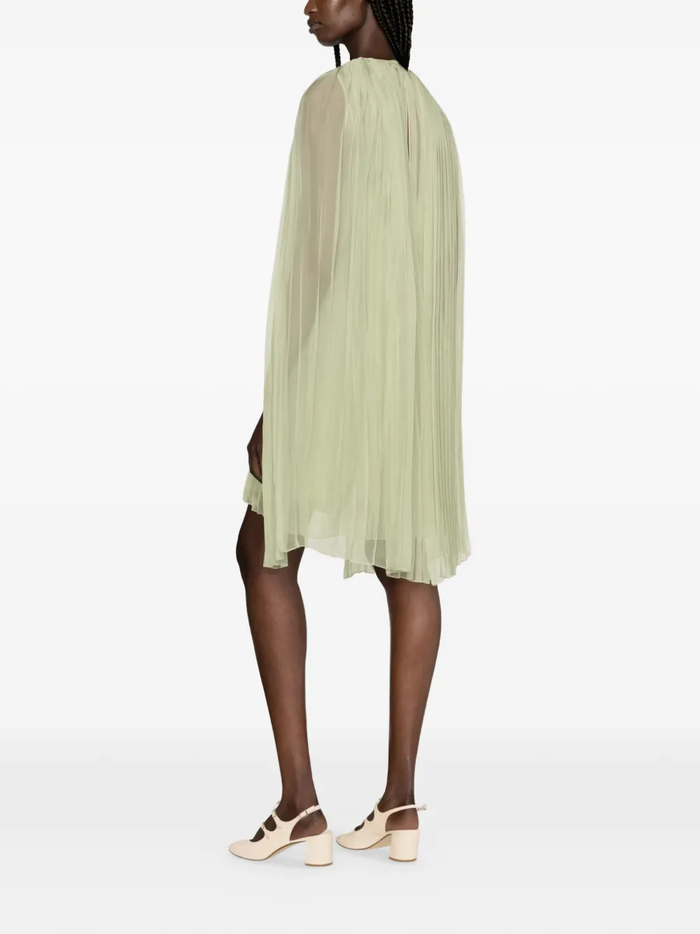 Pleated Cape-Detail Mini Dress