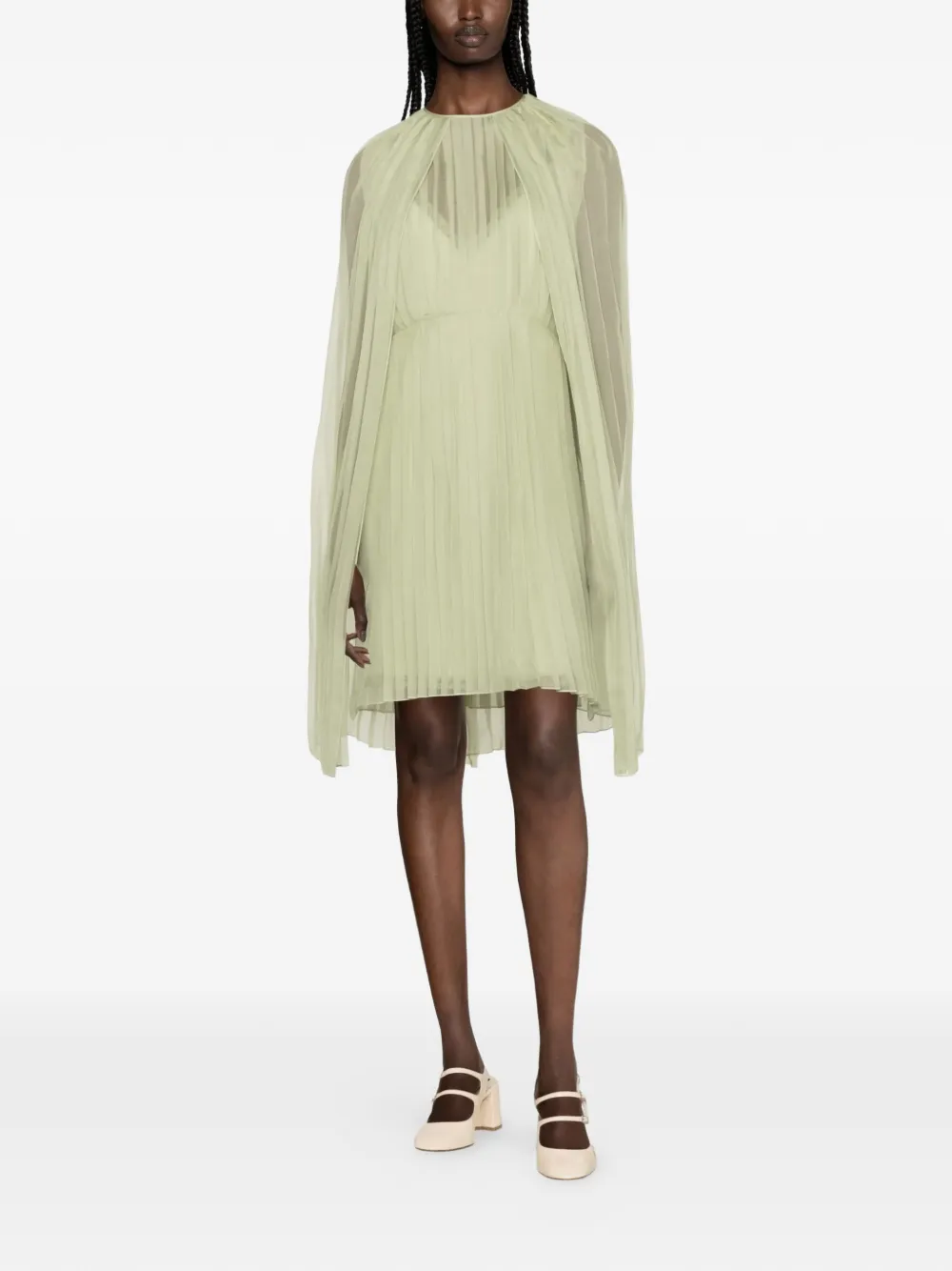 Gucci Pre-Owned Geplooide mini-jurk met cape - Groen