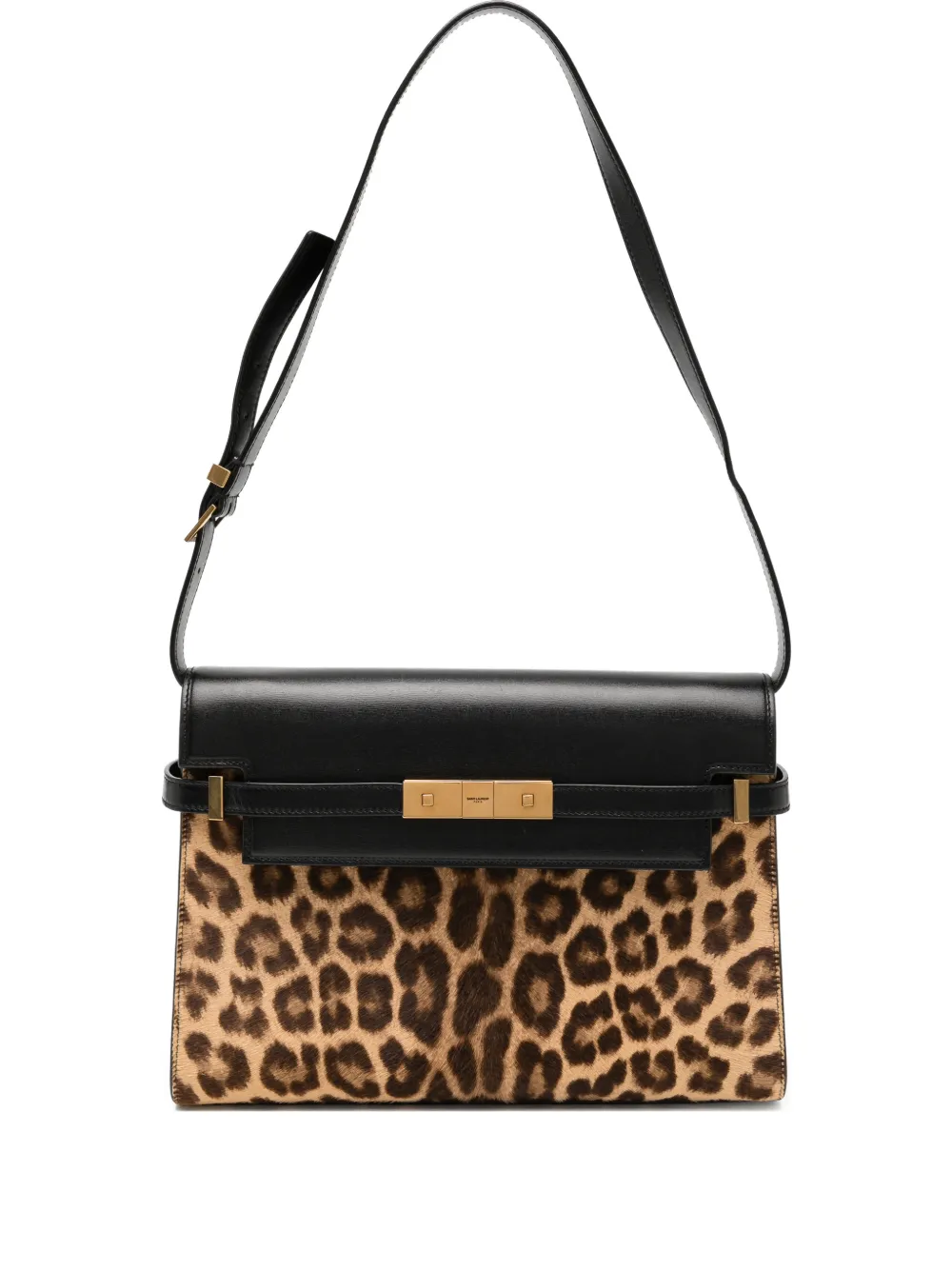 Saint Laurent Pre-Owned ponyhair-trimmed manhattan shoulder bag - Schwarz