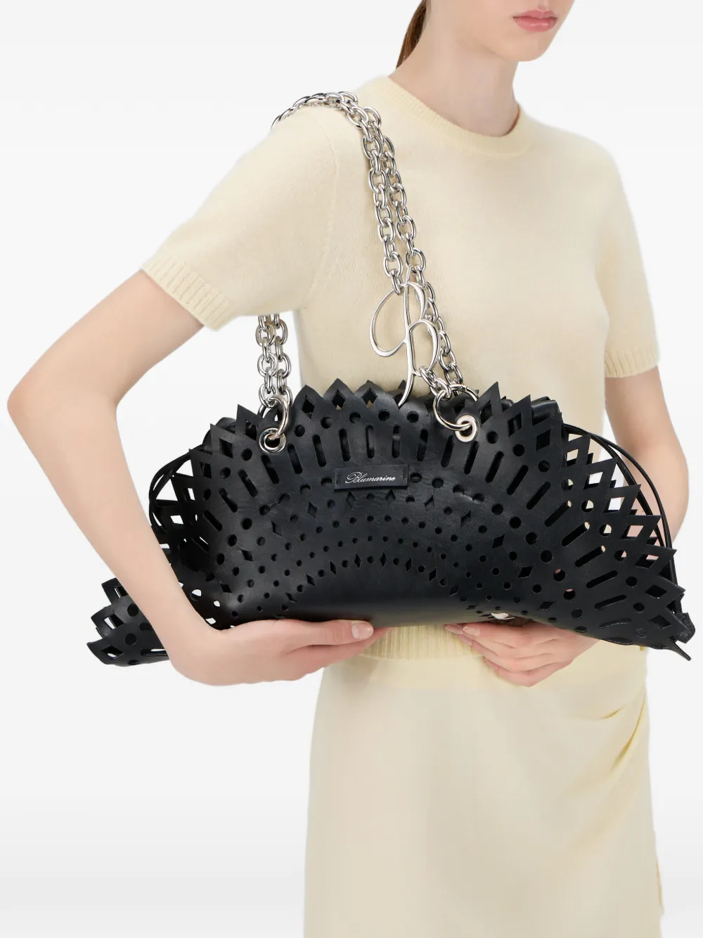 Laser-Cut Chain Shoulder Bag