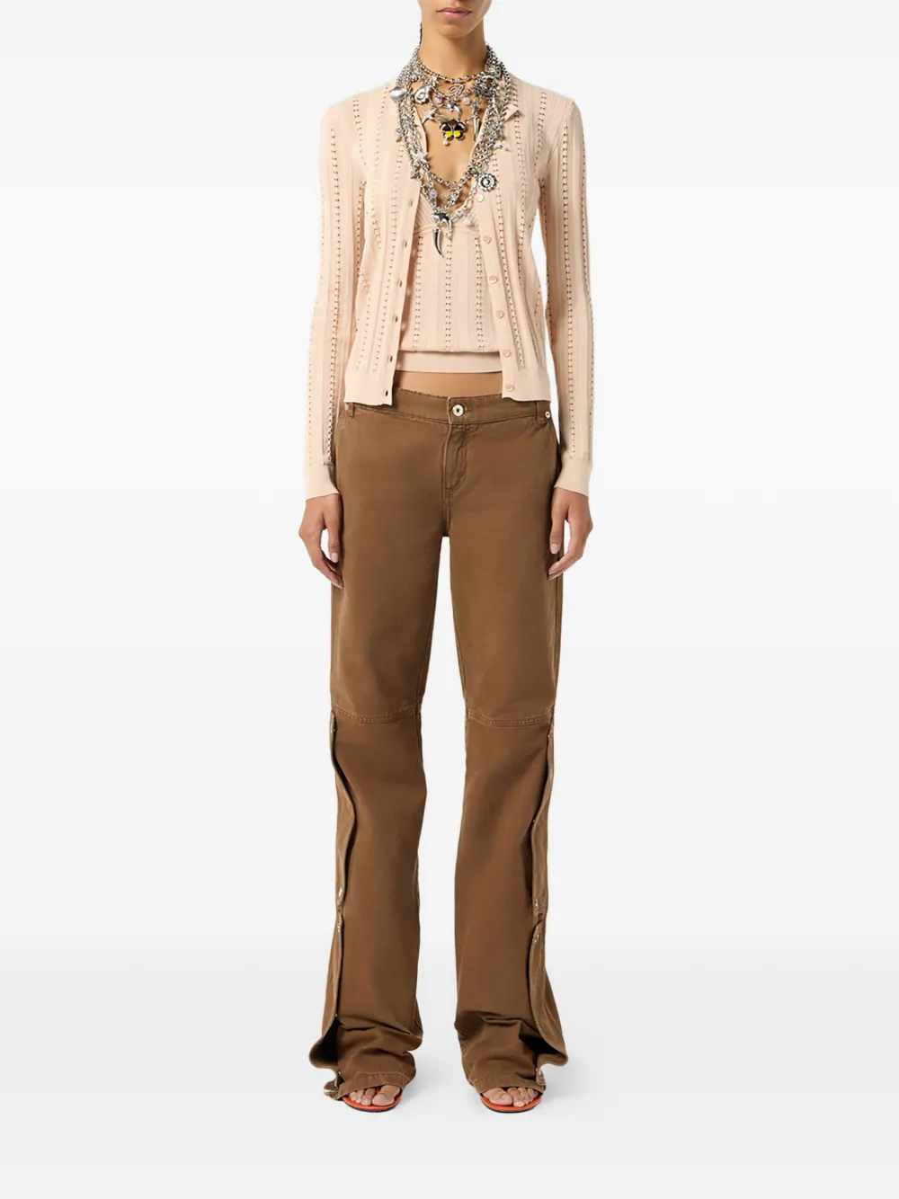  Blumarine Knitted V-neck Top - Neutrals 