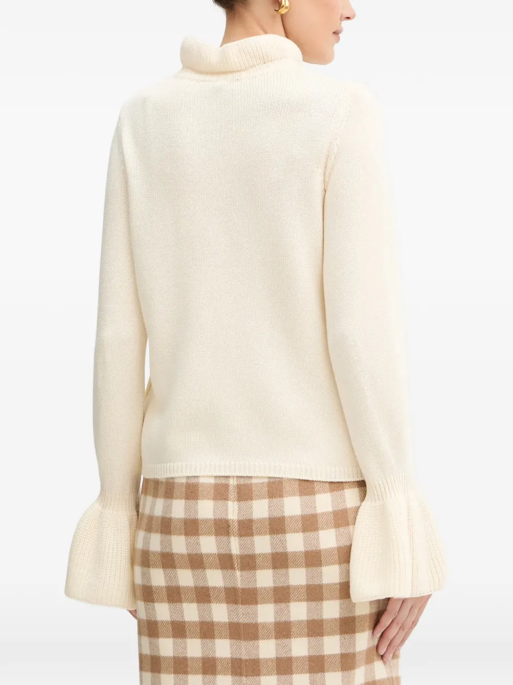  Luisa Spagnoli Mediante Flared-cuff Turtleneck Sweater - White 