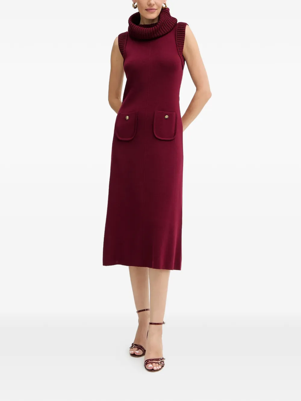 LUISA SPAGNOLI roll-neck pocket dress - Rosso