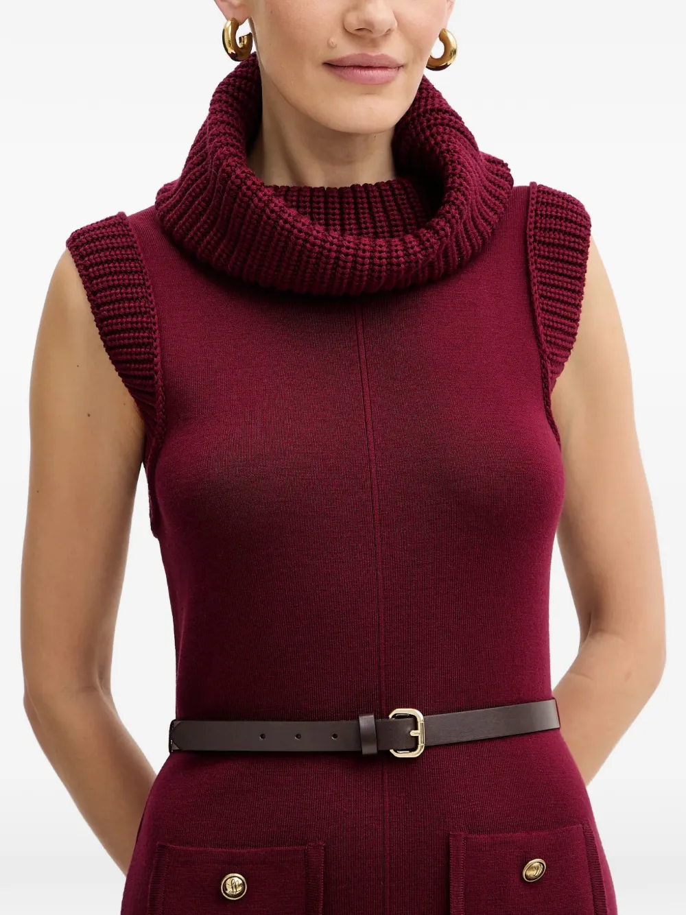 Luisa Spagnoli Roll-neck Pocket Dress - Red 