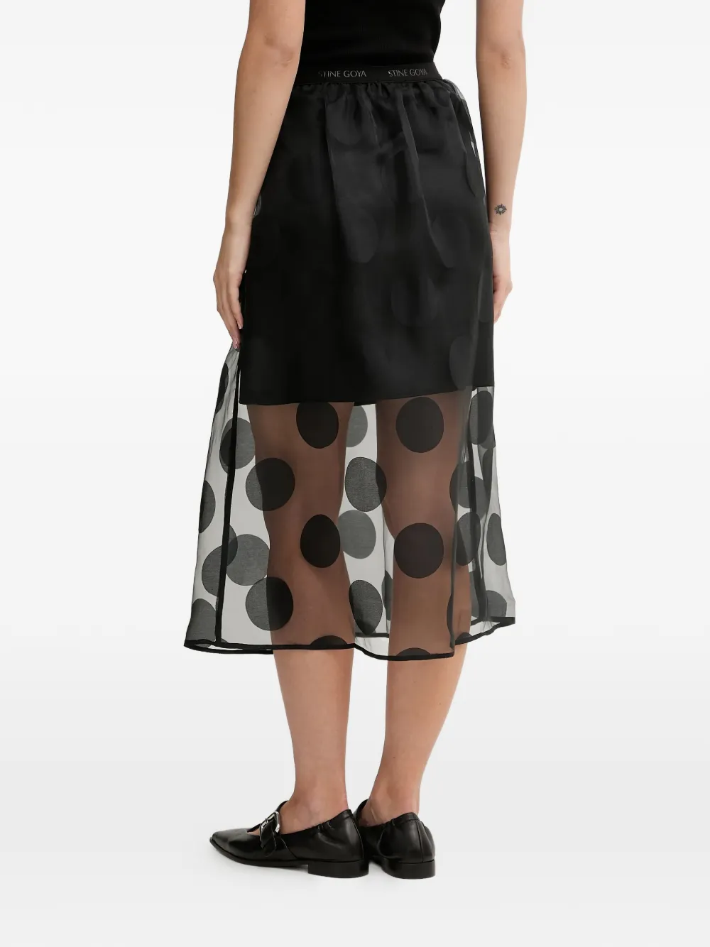 polka-dot midi skirt
