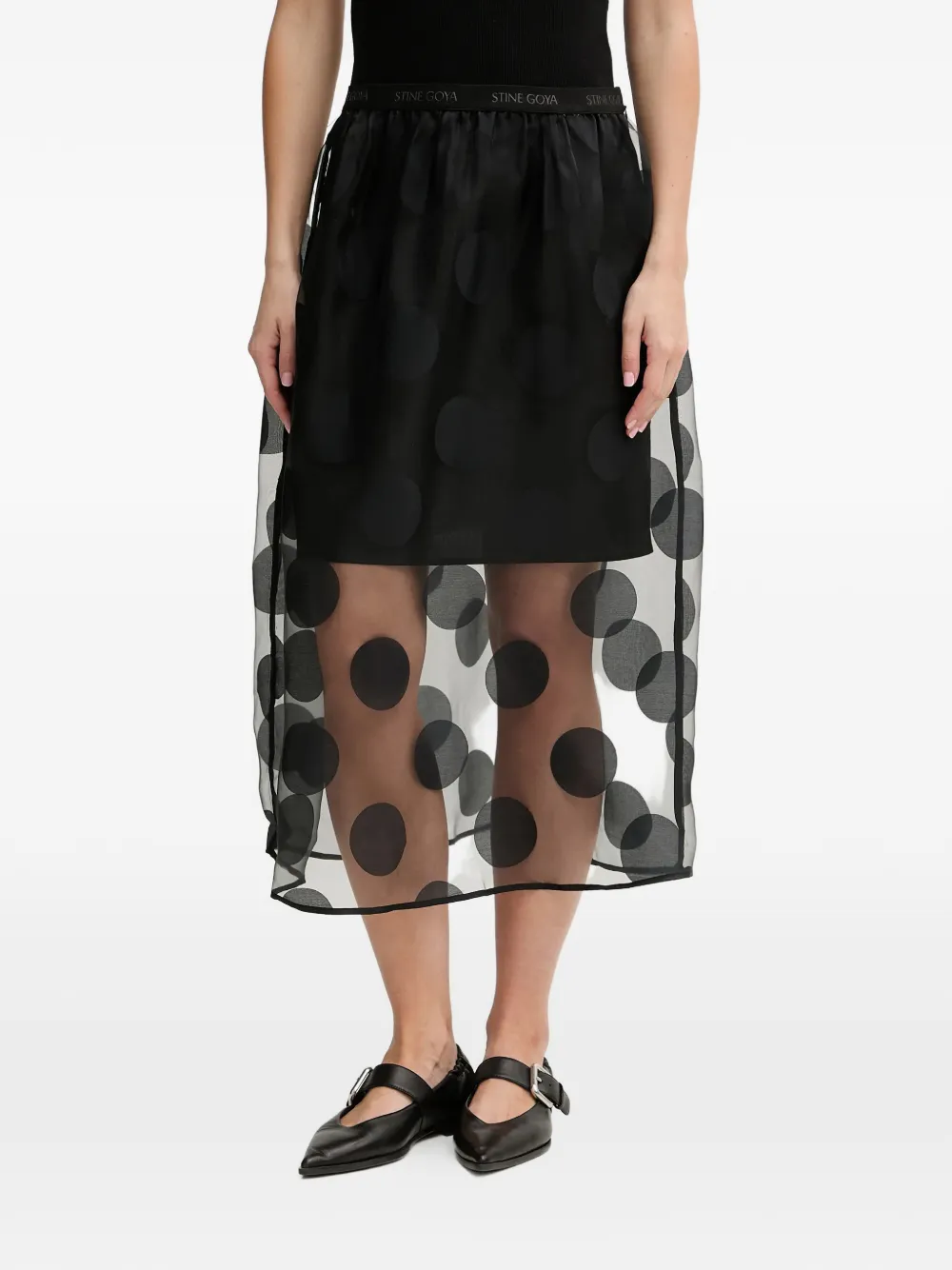 Stine Goya polka-dot midi skirt - Nero