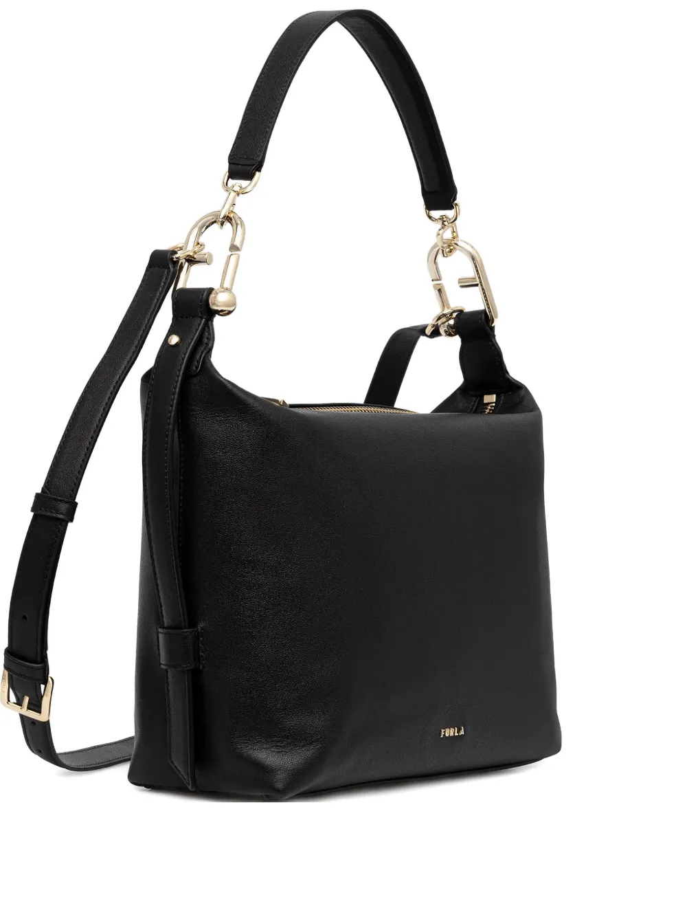 Furla M Tonie hobo leather crossbody bag - Nero