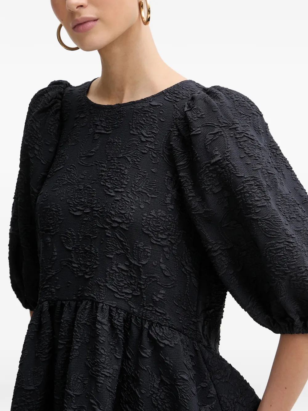 Stine Goya Top met pofmouwen en bloemenprint Blauw