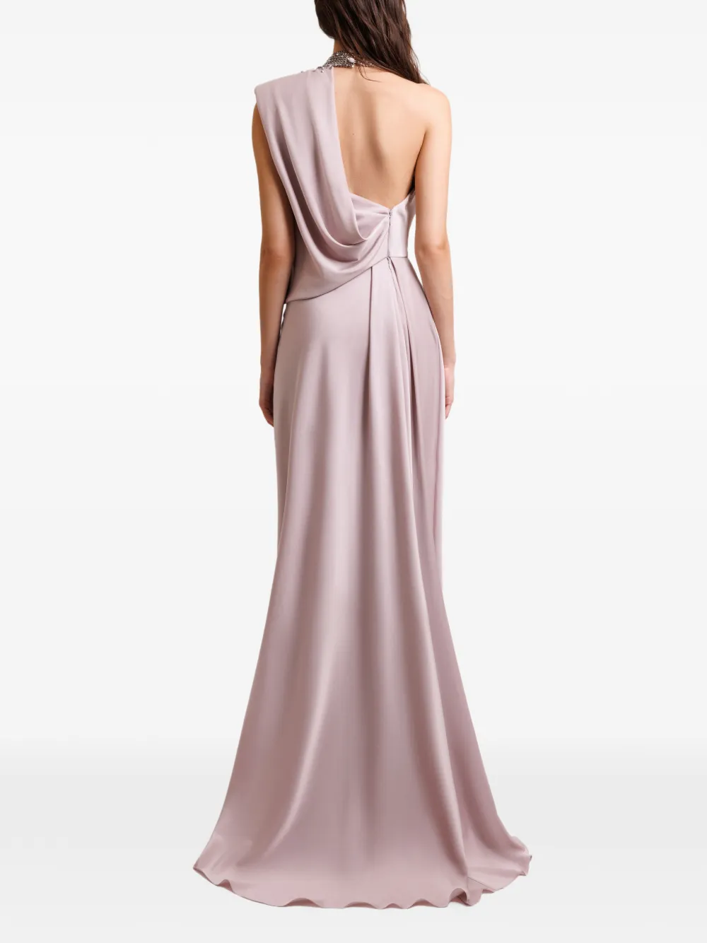 Gemy Maalouf Asymmetrische maxi-jurk met verfraaide kraag Roze