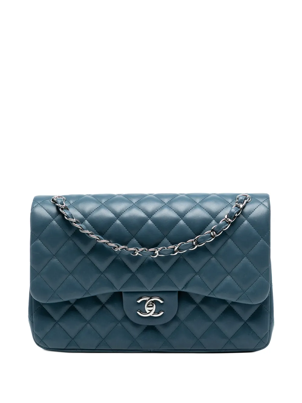 CHANEL Pre-Owned Borsa a spalla Jumbo Classic Double Flap in pelle di agnello 2012 - Blu