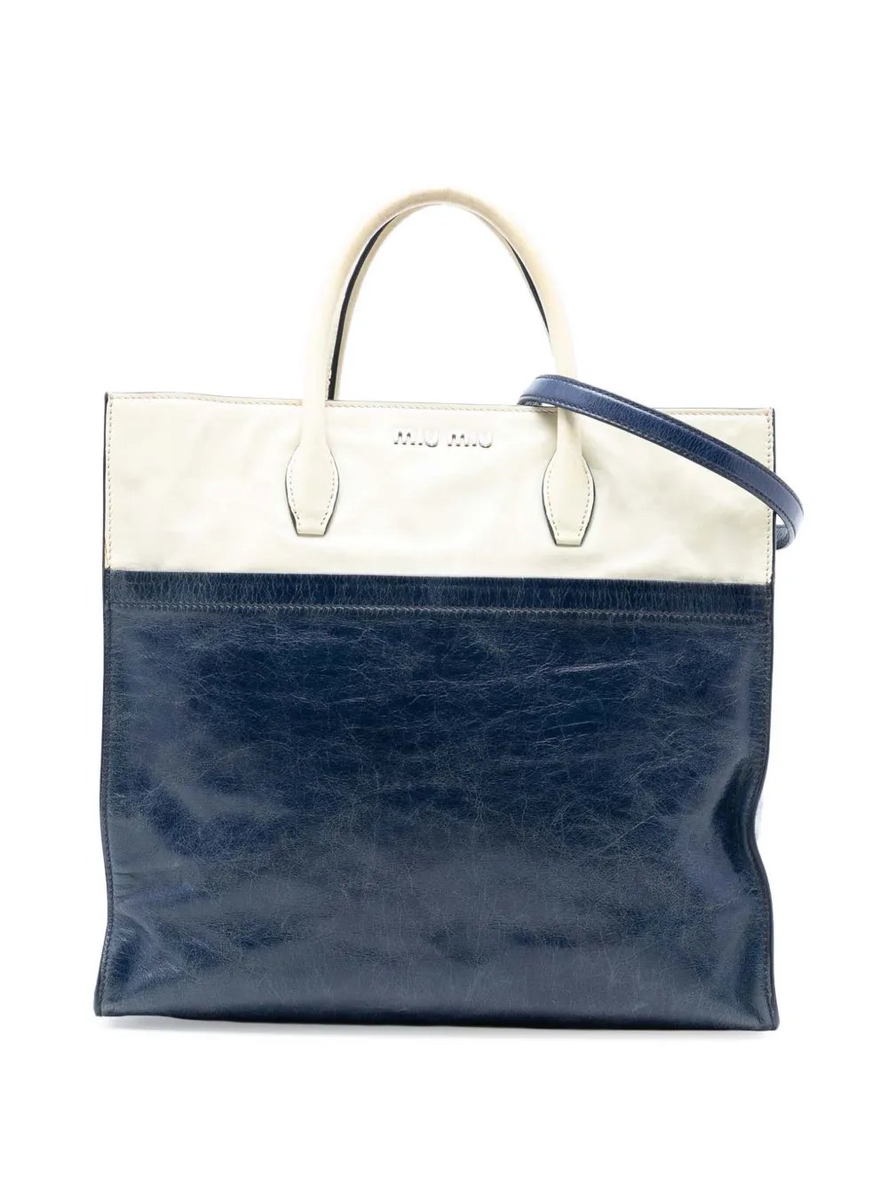 Miu Miu Pre-Owned 2010 Bicolor Goatskin Madras satchel | Blue | Image 1