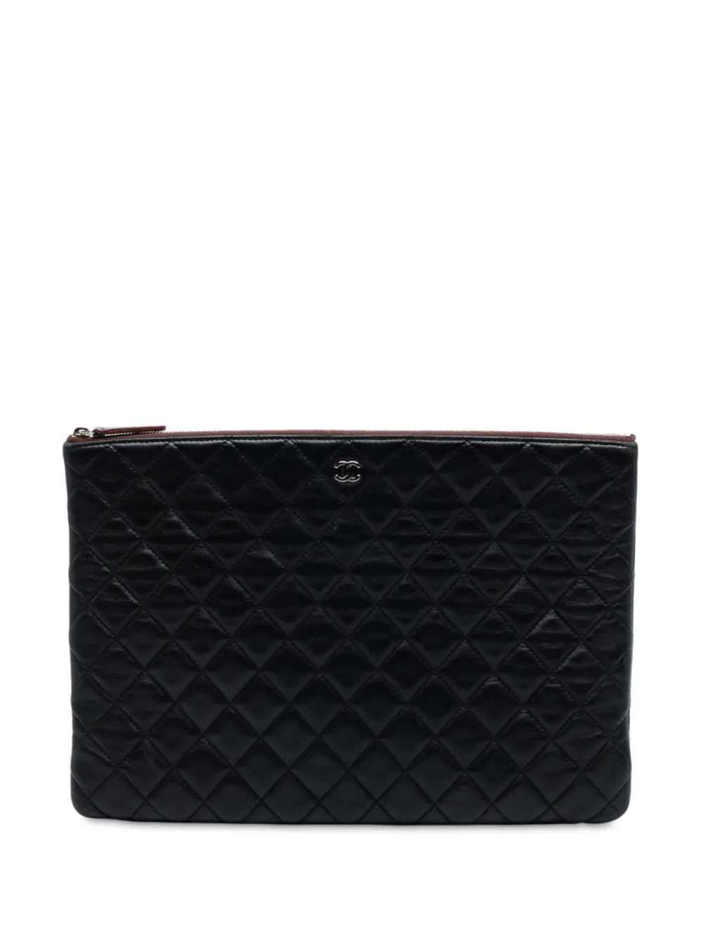 CHANEL Pre-Owned Clutch O Case CC grande in pelle di agnello trapuntata 2013-2014 - Nero