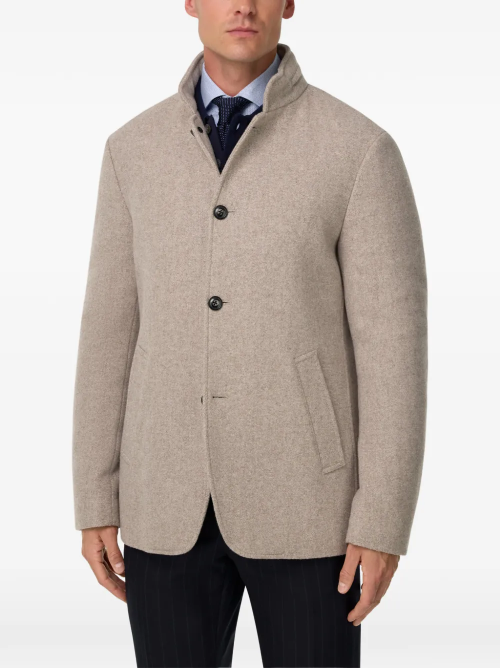  Boggi Milano Button Padded Blazer - Neutrals 