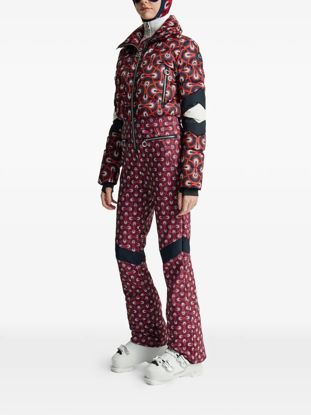  Fusalp Quilted Patterned Ski All-in-one - Red 