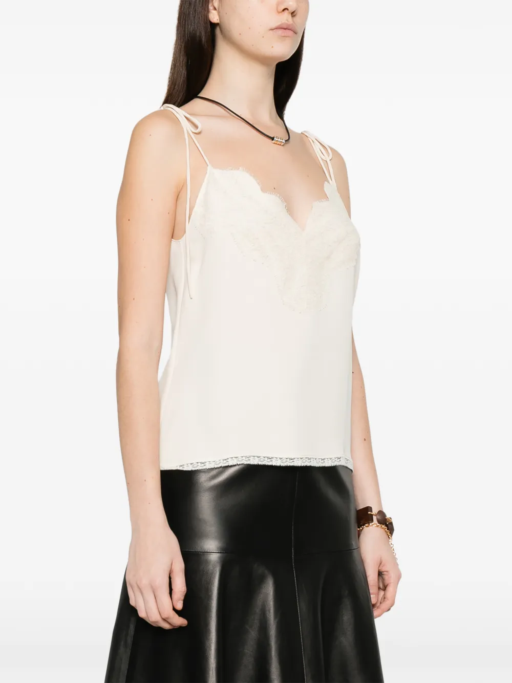  Valentino Garavani Lace-trim Top - Neutrals 