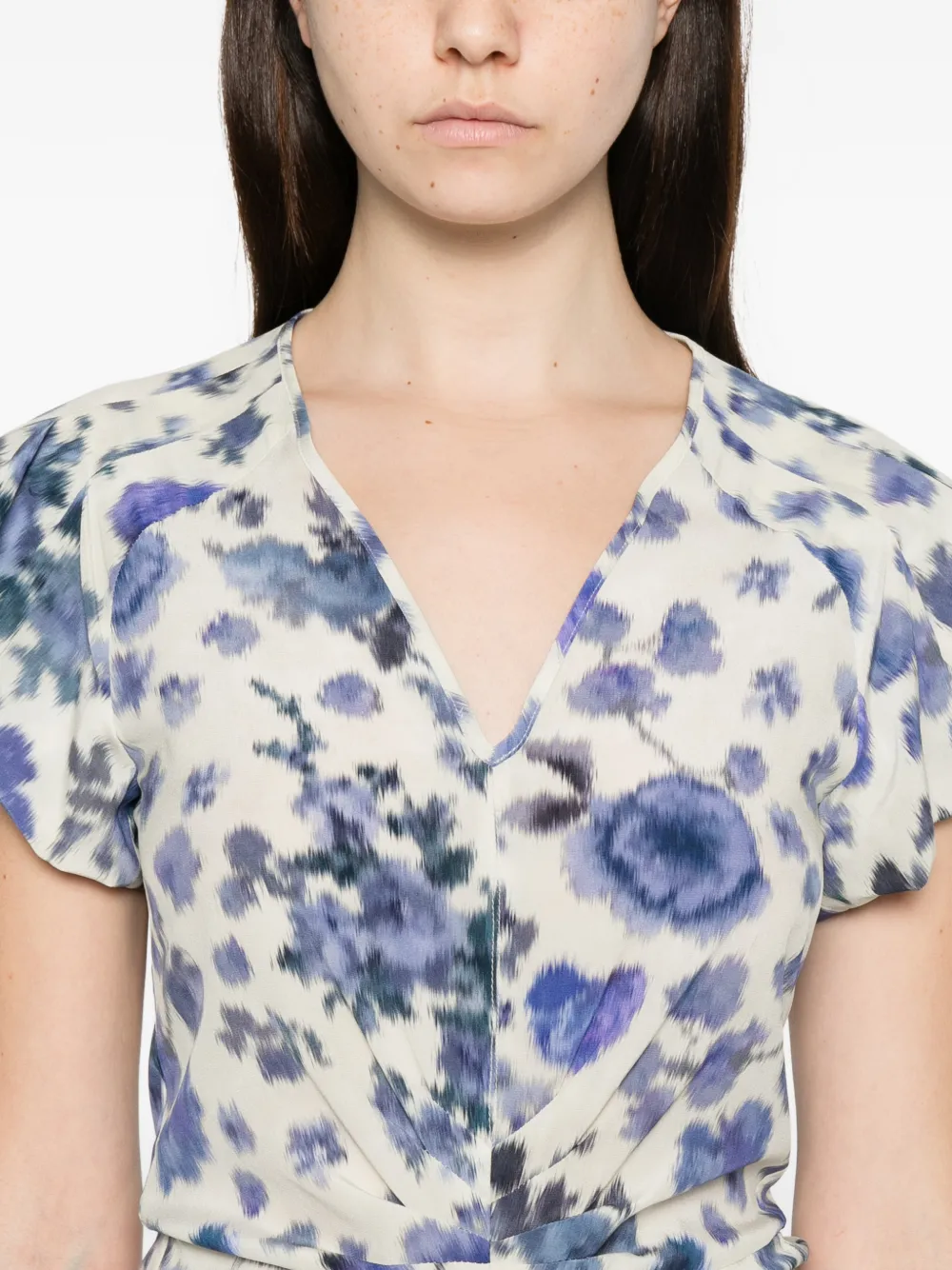 ISABEL MARANT Terenae stretch zijden midi-jurk met print Wit