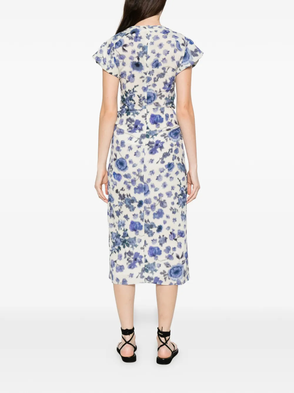 ISABEL MARANT Terenae stretch zijden midi-jurk met print Wit