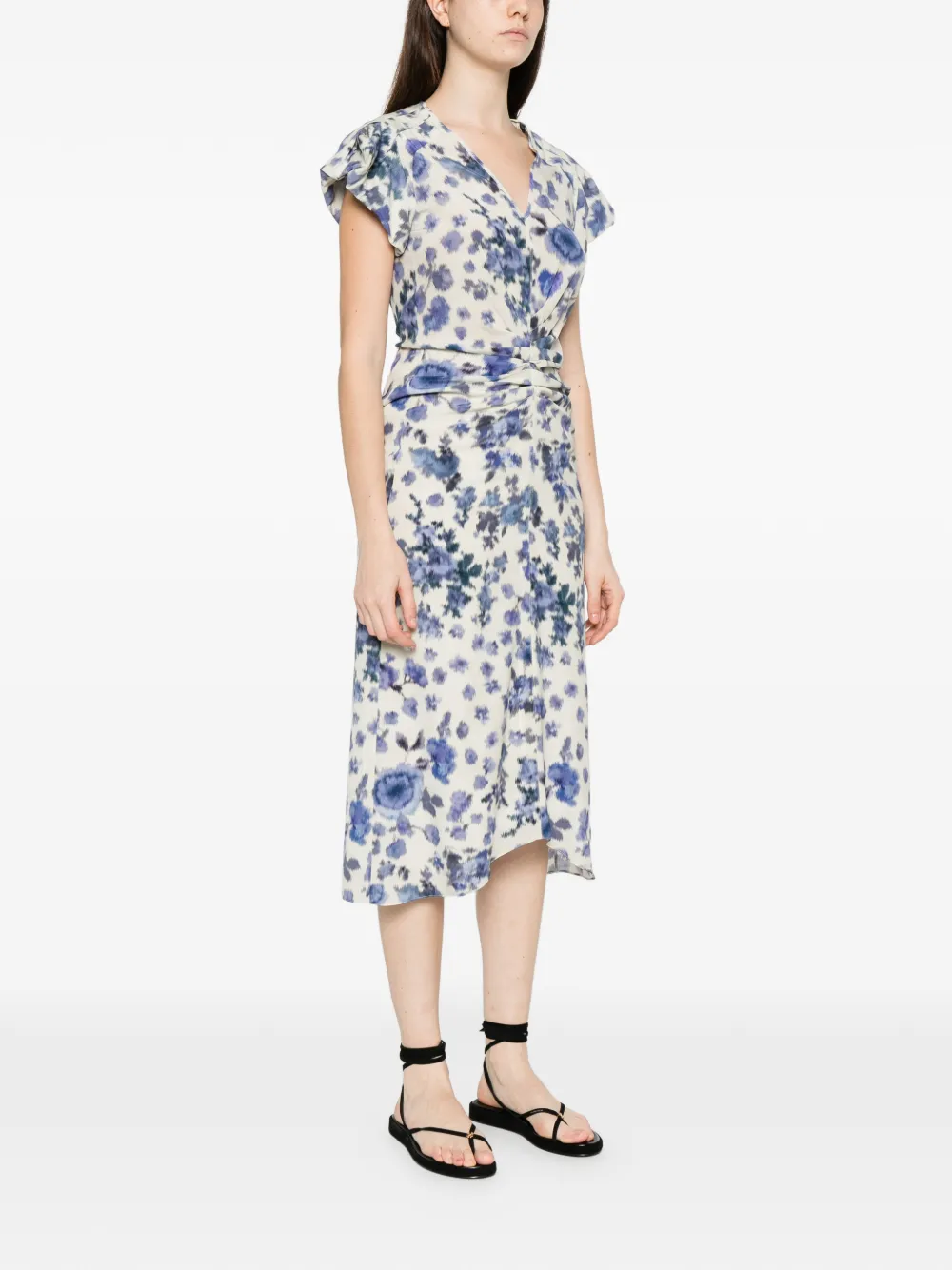 ISABEL MARANT Terenae stretch zijden midi-jurk met print Wit