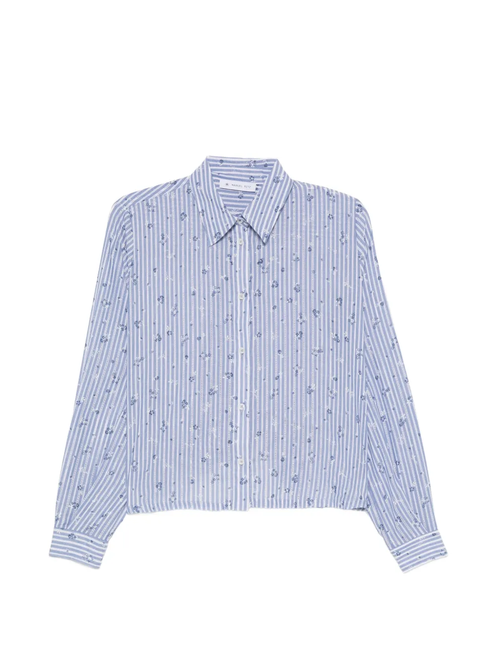 Manuel Ritz floral-print striped shirt - Blu