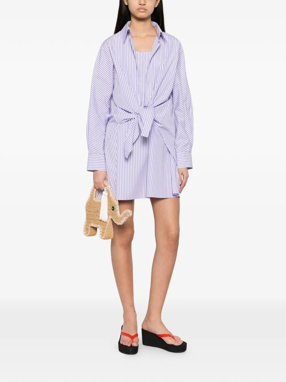  Manuel Ritz Vestido Corto A Rayas - Morado 