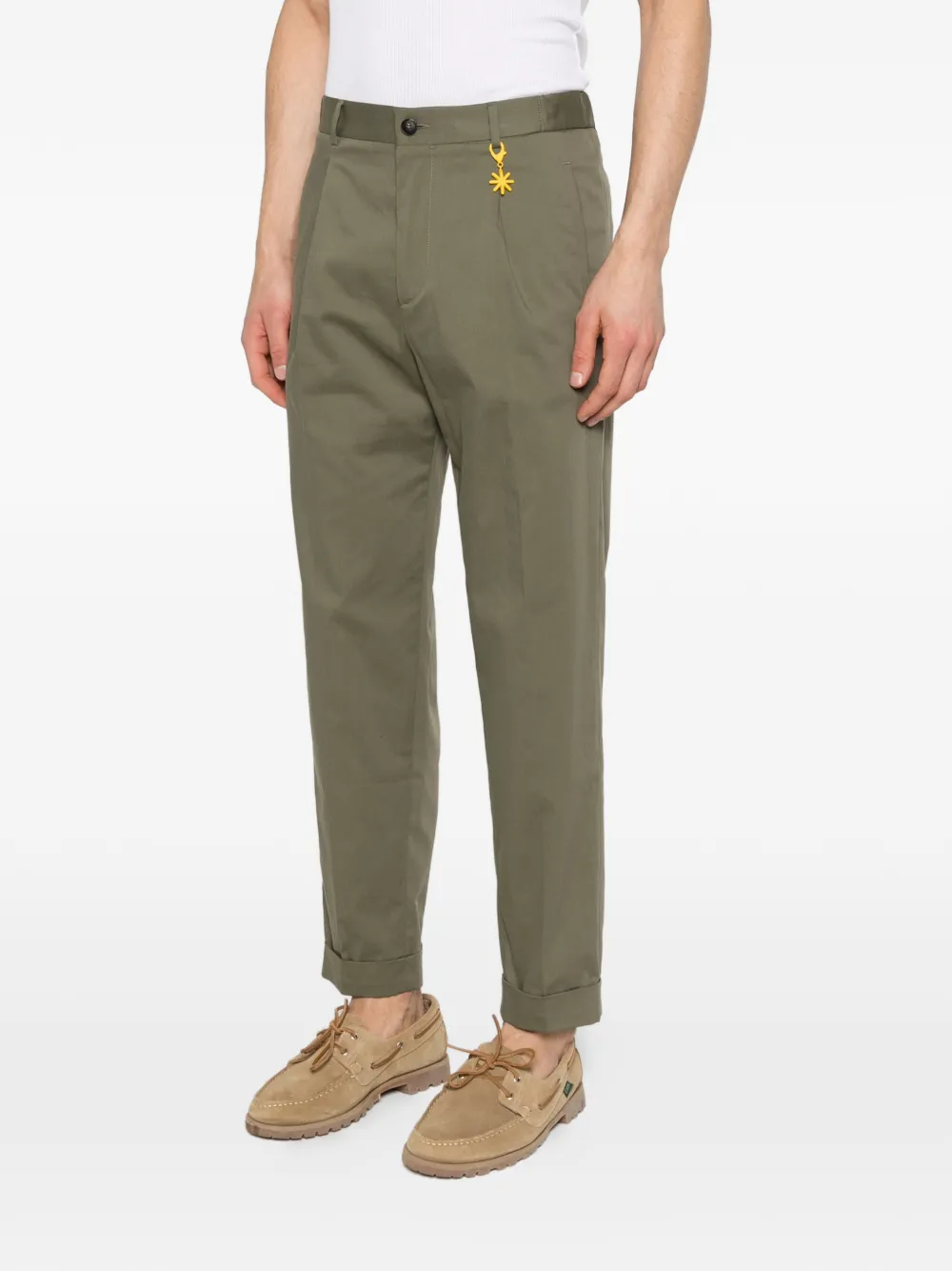  Manuel Ritz Cuffed Pleated Trousers - Green 
