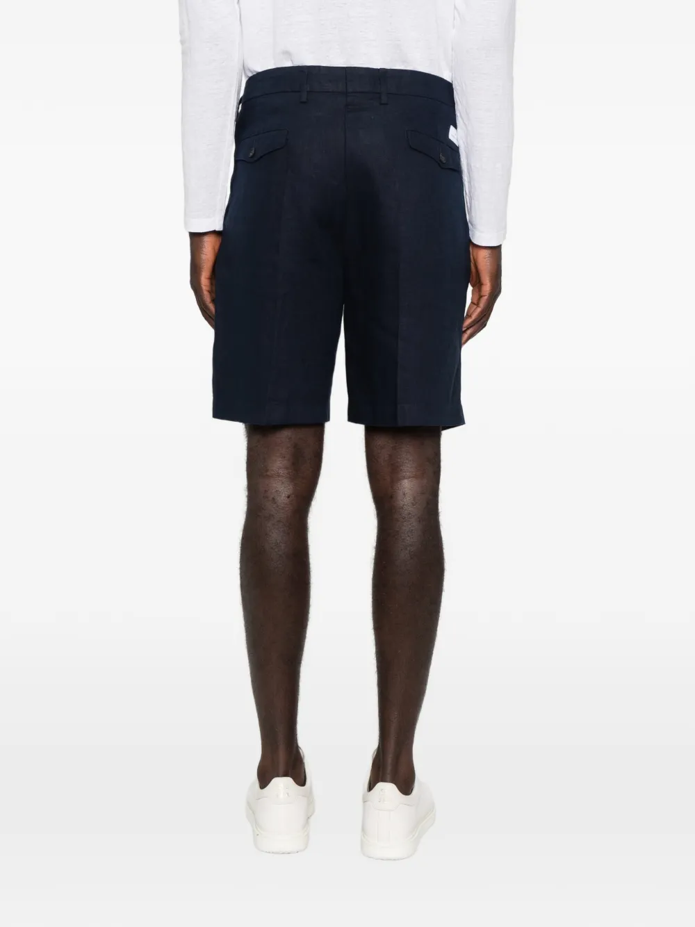Manuel Ritz Geplooide linnen shorts Blauw