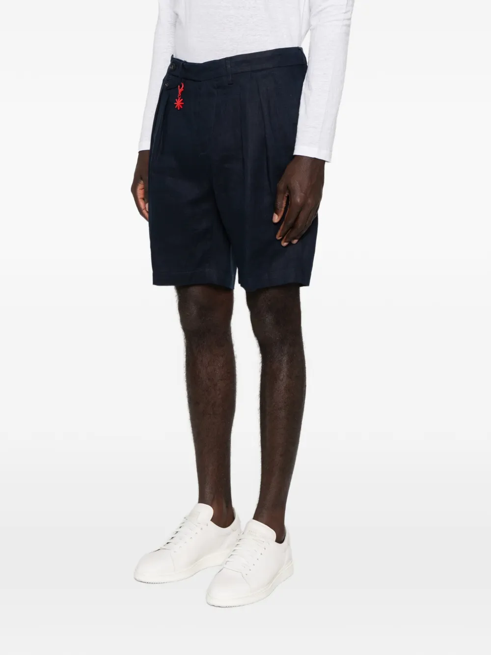 Manuel Ritz Geplooide linnen shorts Blauw