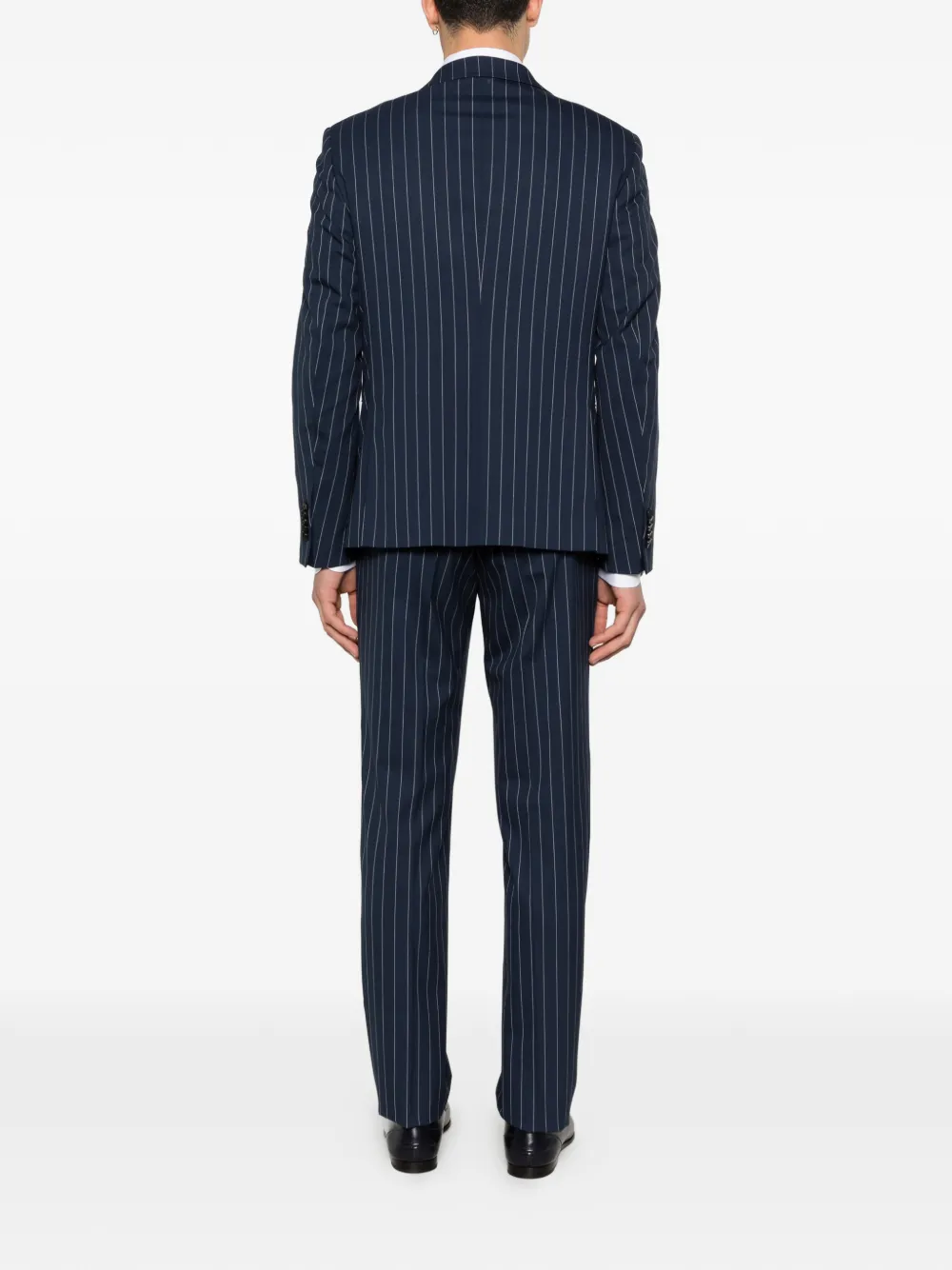  Manuel Ritz Buttoned Striped Suit - Blue 