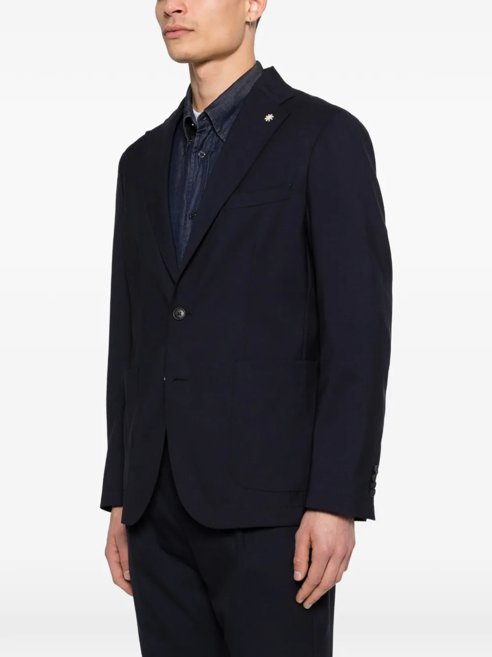  Manuel Ritz Fresco Wool Jacket - Blue 