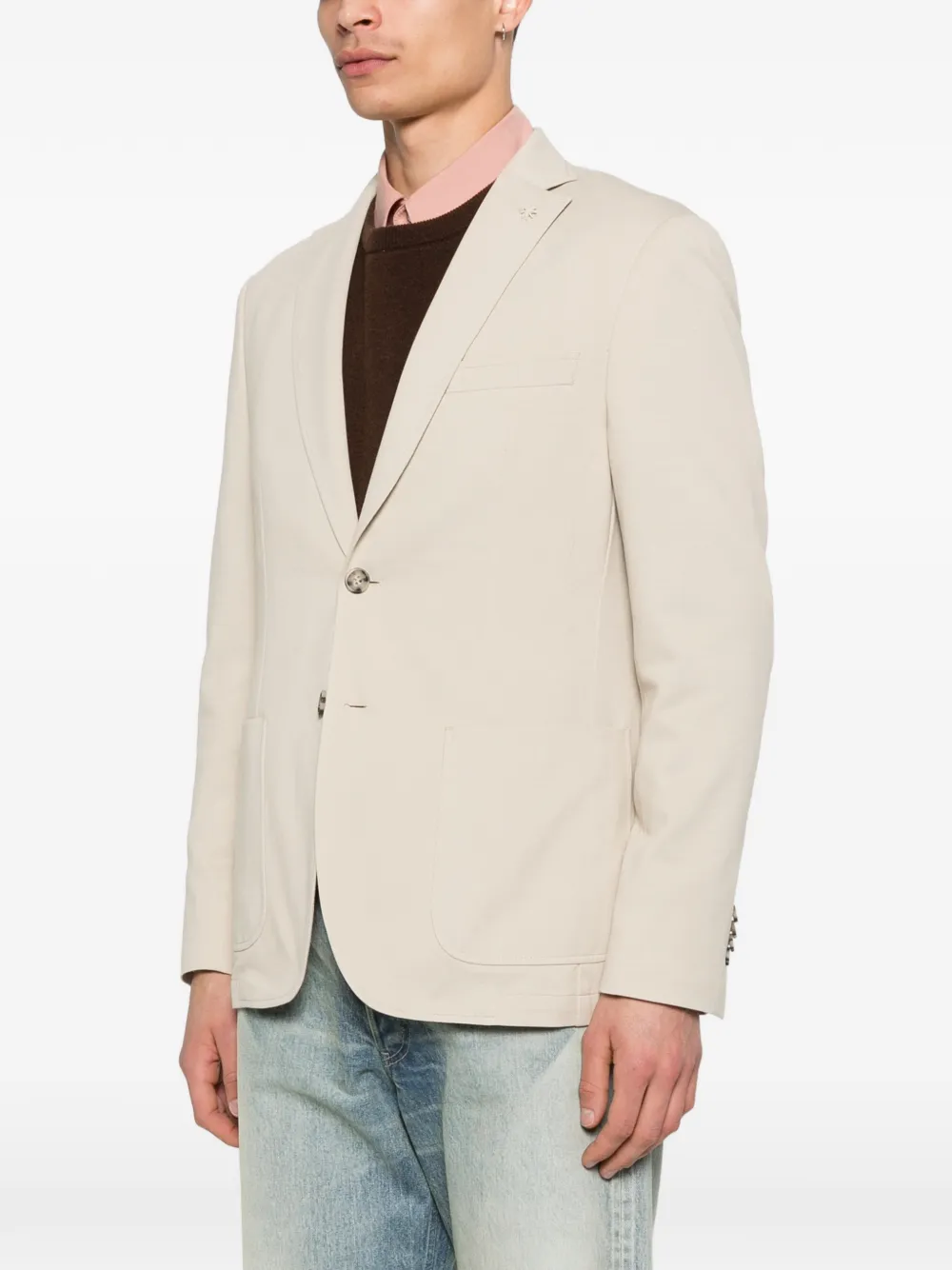  Manuel Ritz Notched-lapel Cotton Blazer - Neutrals 