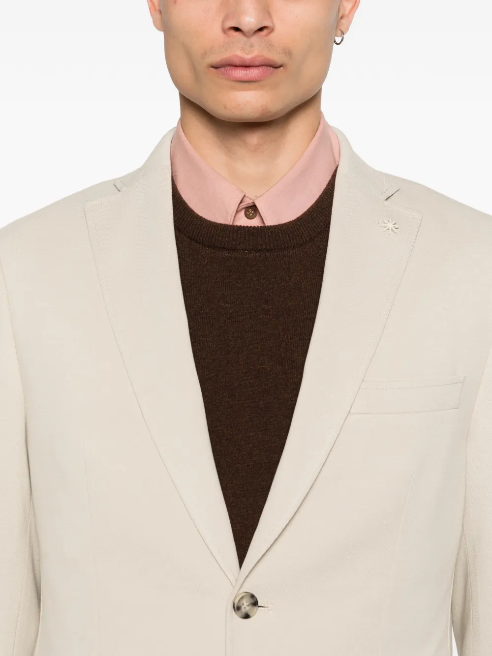 Manuel Ritz Katoenen blazer met gekerfde revers Beige