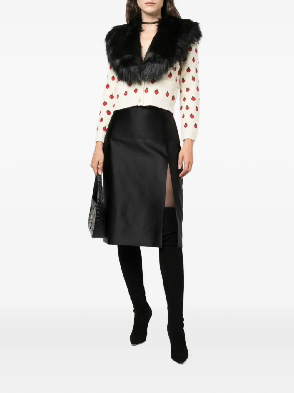 Gucci Pre-Owned Midi-rok met zijsplit van duchess zijde - Zwart