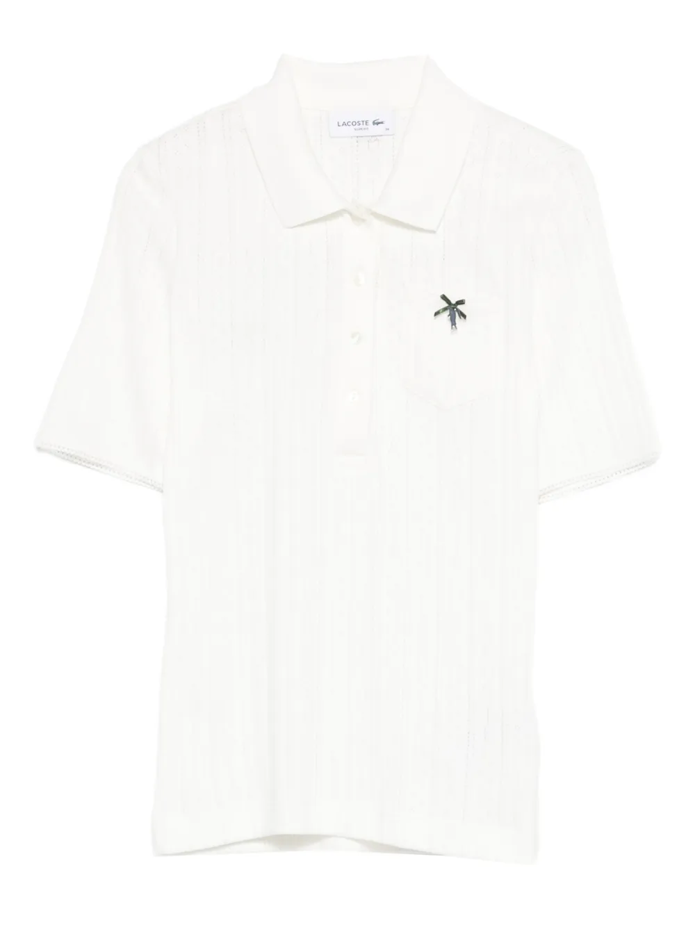 Lacoste Openwork Chest-pocket Polo Top In White