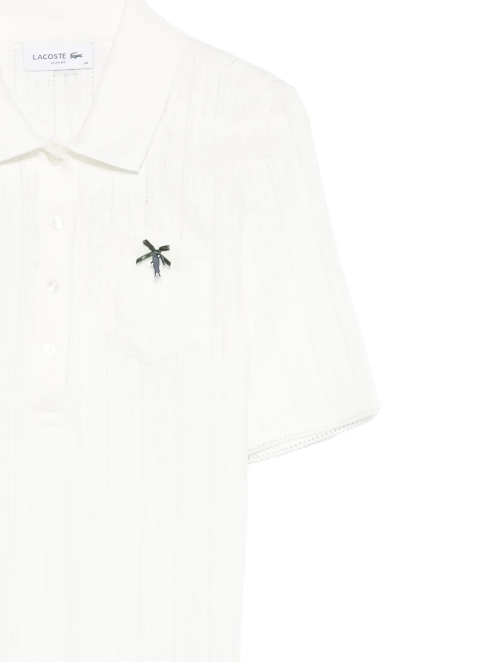  Lacoste Openwork Chest-pocket Polo Top - White 