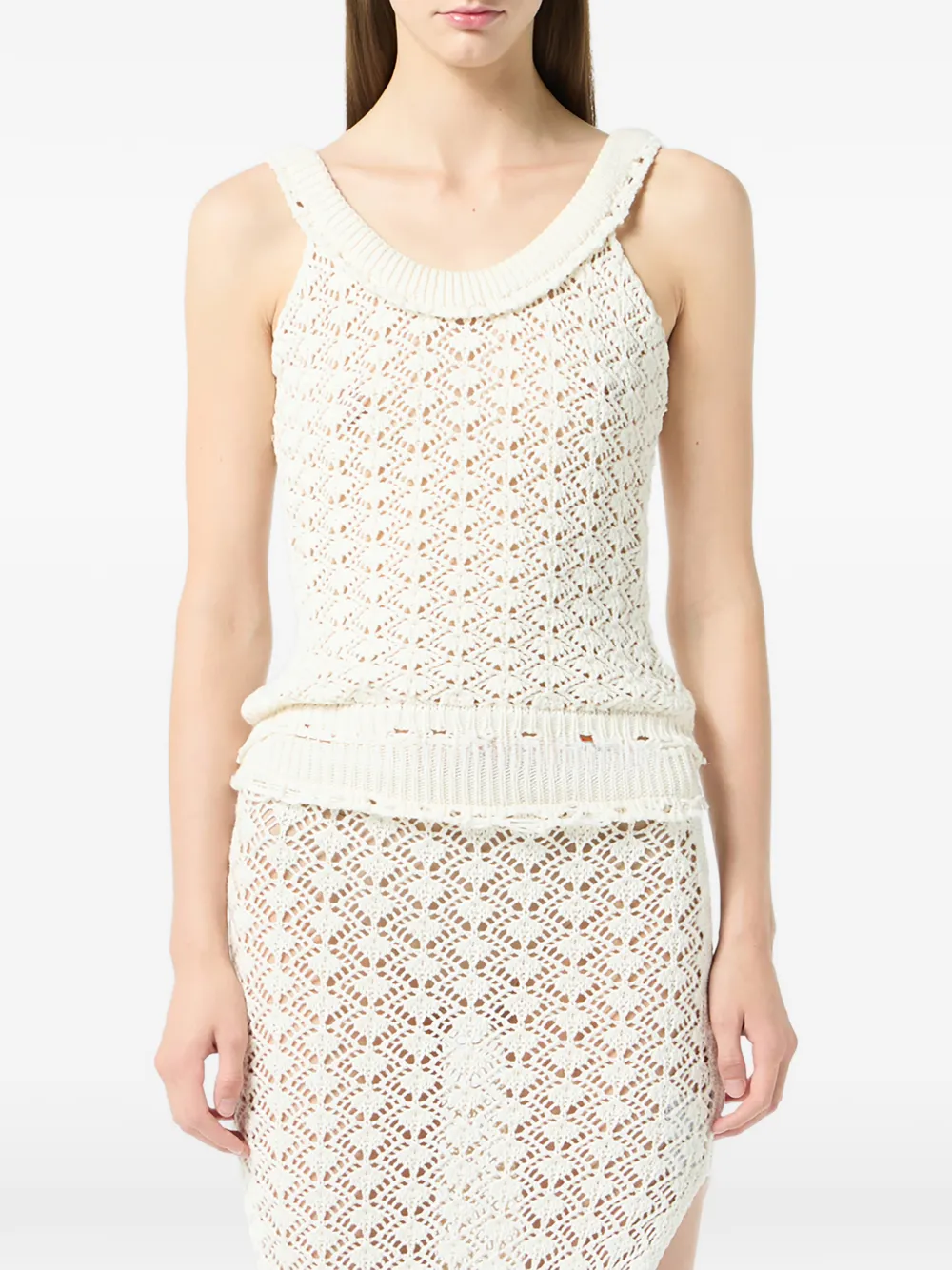 Lace-Stitch Knitted Top