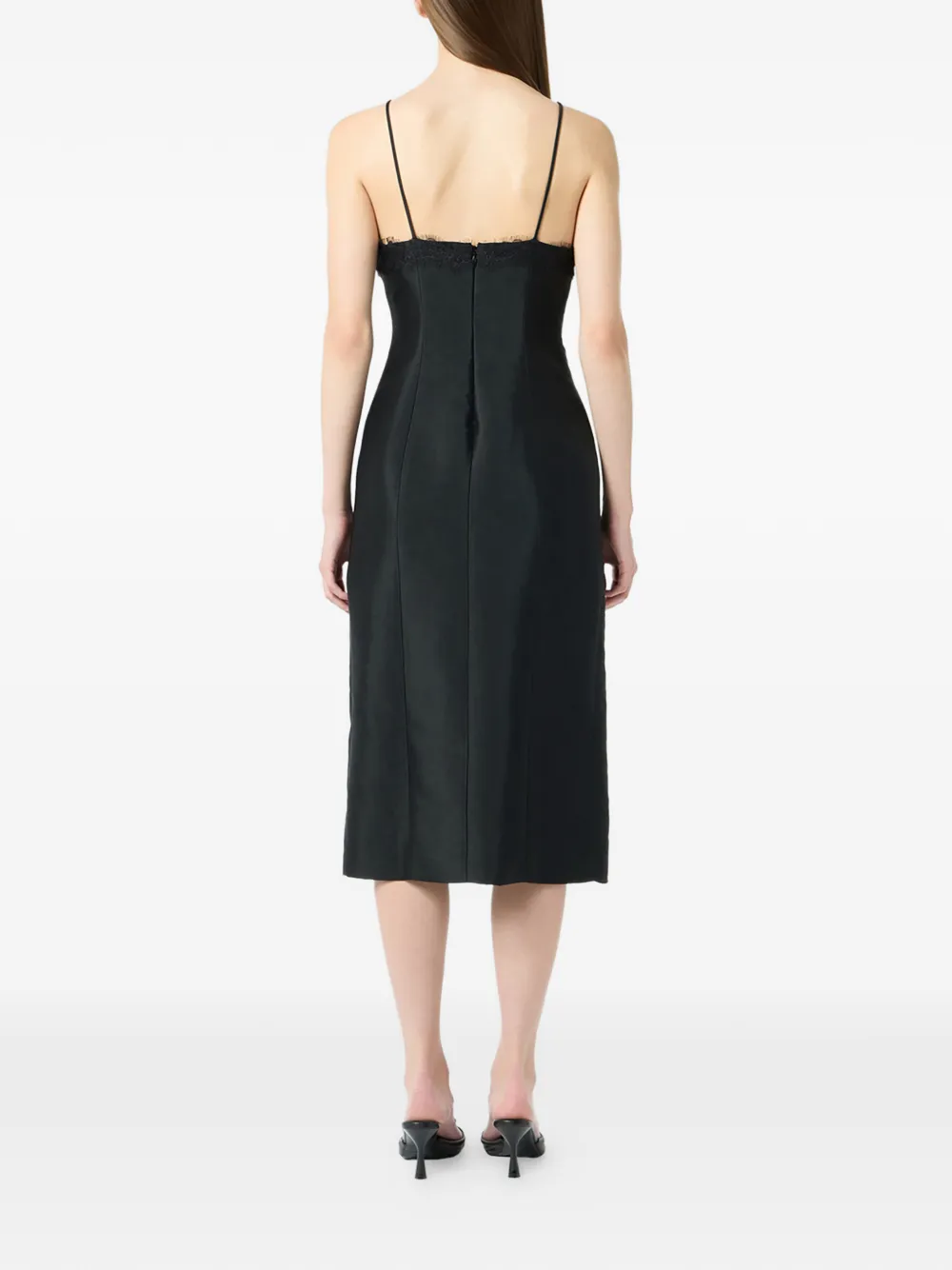 Blumarine Midi-jurk met kanten details en split Zwart