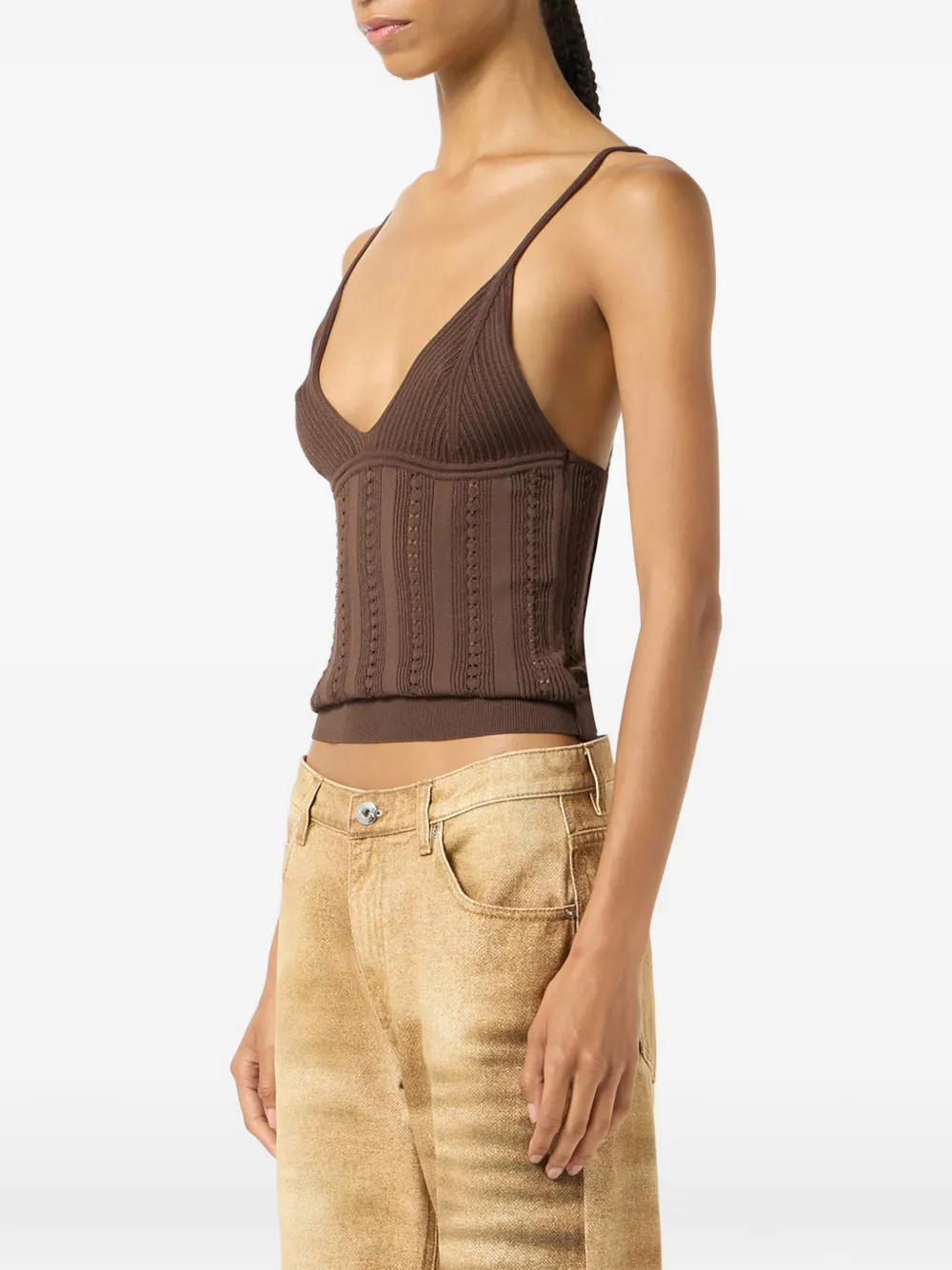 Blumarine Top met V-hals Bruin