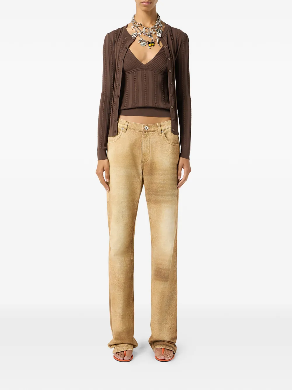 Blumarine Top met V-hals Bruin