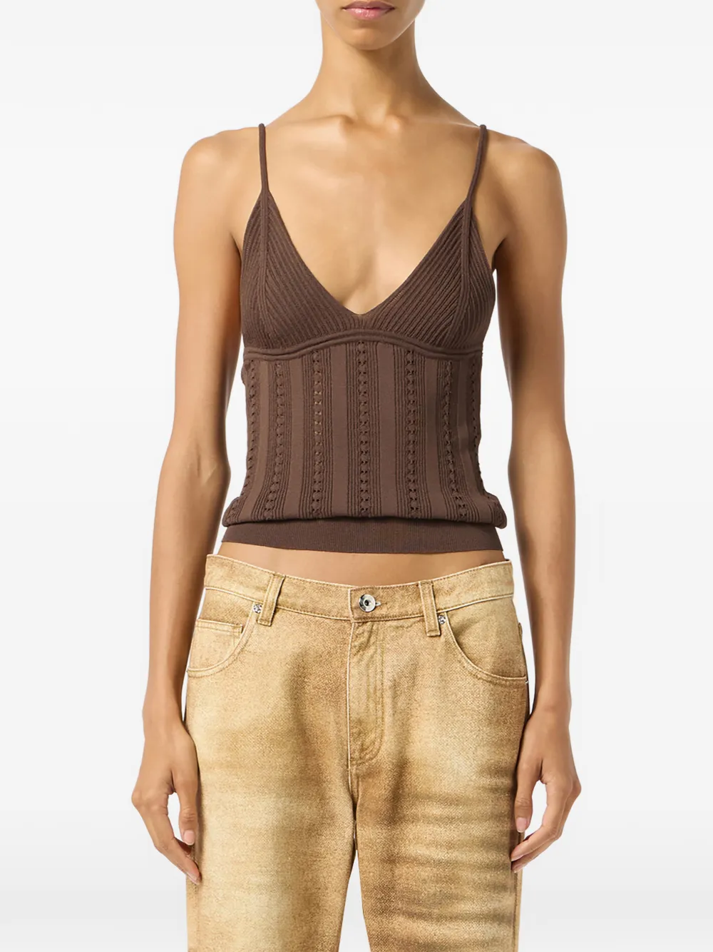 Blumarine Top met V-hals Bruin