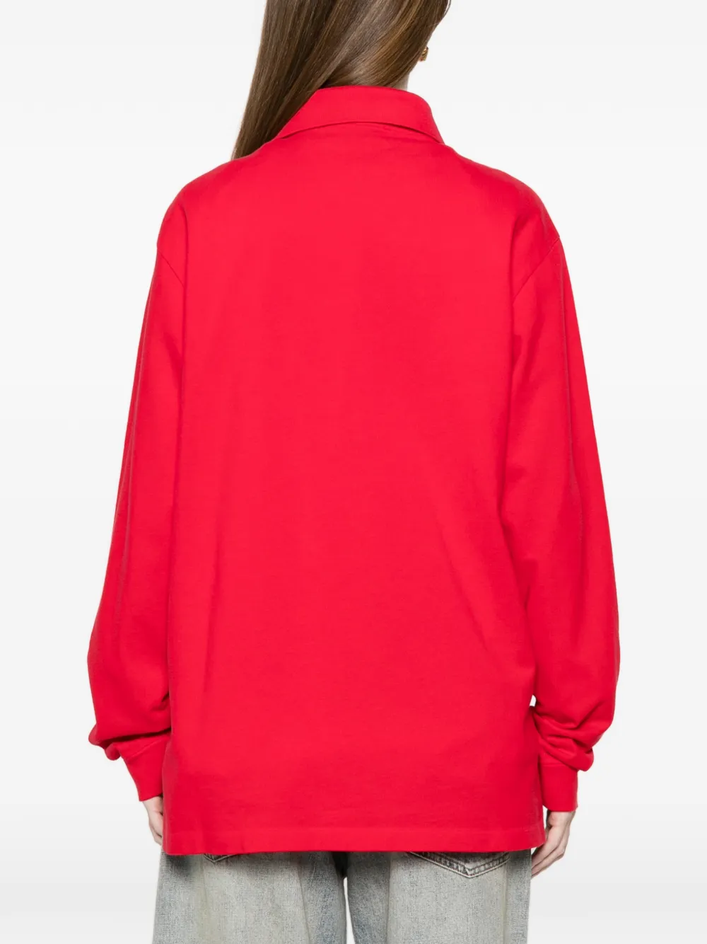 Prada Piqué poloshirt met lange mouwen Rood