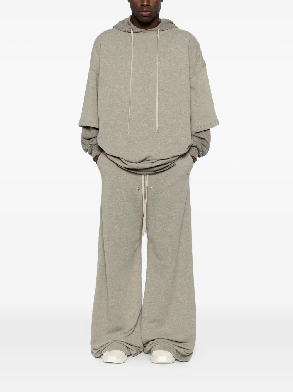 Rick Owens DRKSHDW Gelaagde hoodie met trekkoord Grijs