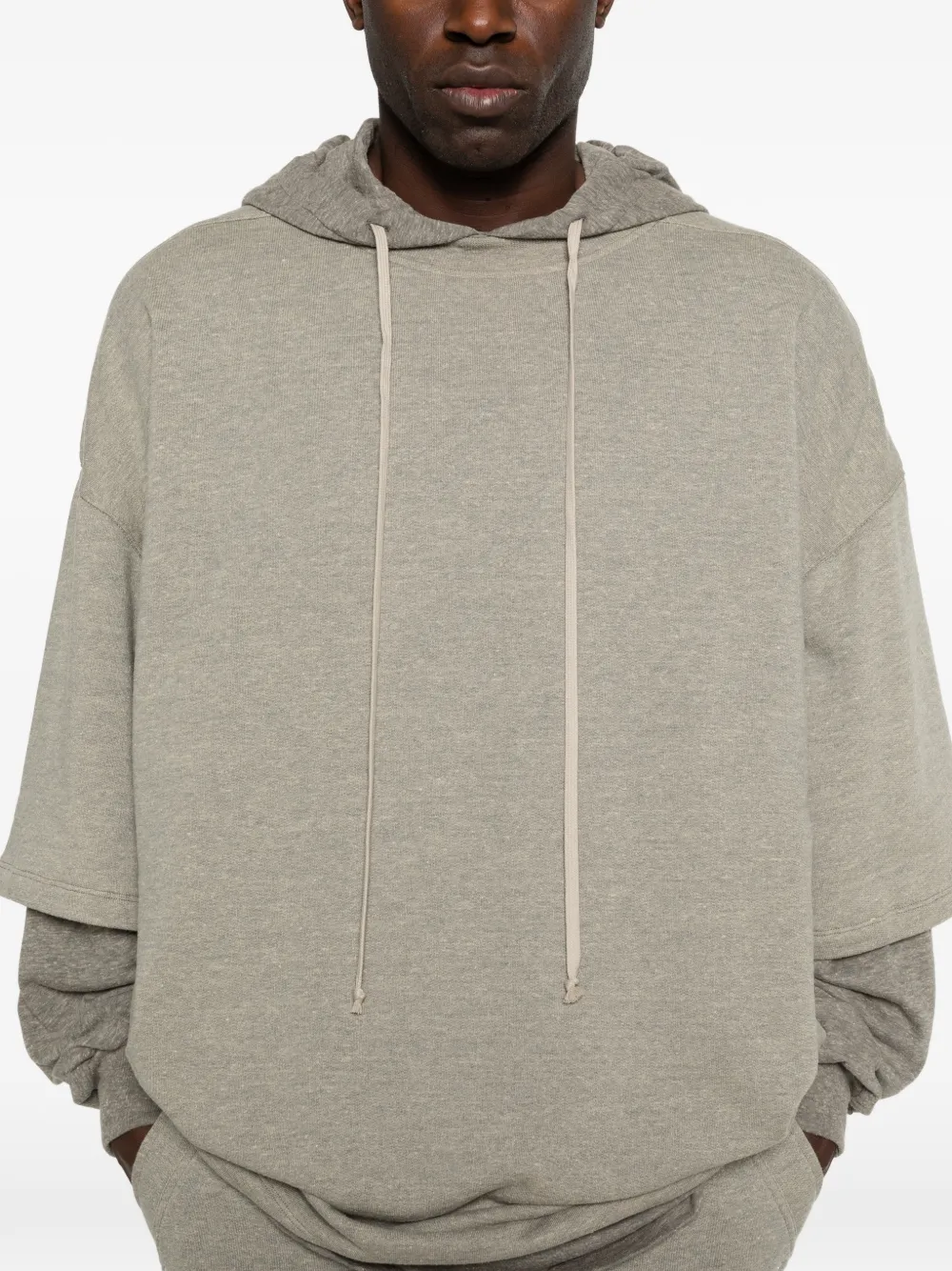 Rick Owens DRKSHDW Gelaagde hoodie met trekkoord Grijs