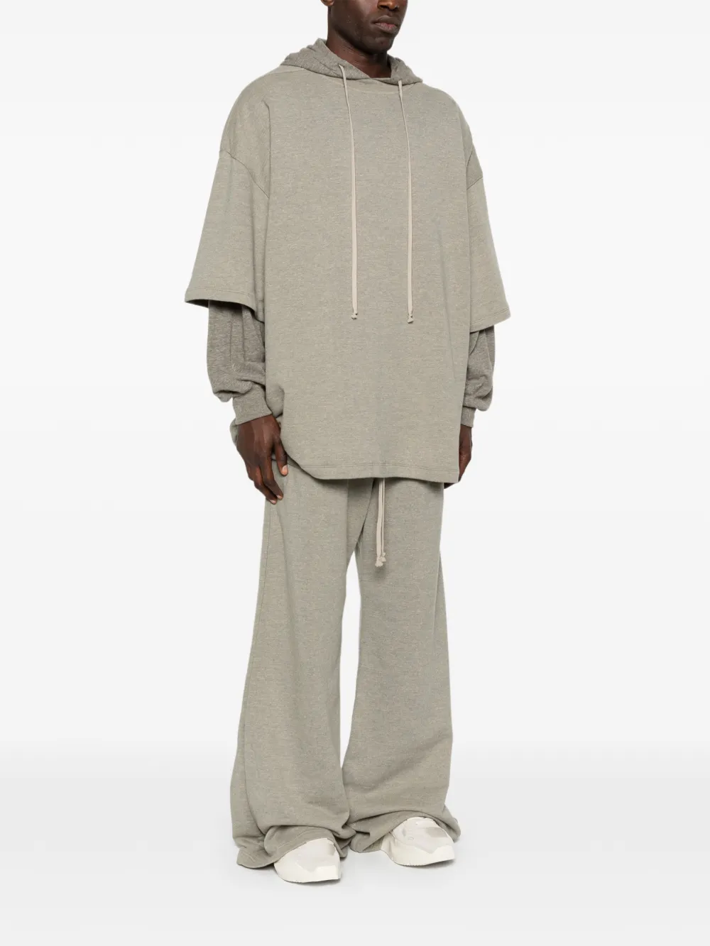 Rick Owens DRKSHDW Gelaagde hoodie met trekkoord Grijs
