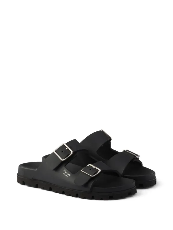 Prada Rubber Slides | Black | FARFETCH