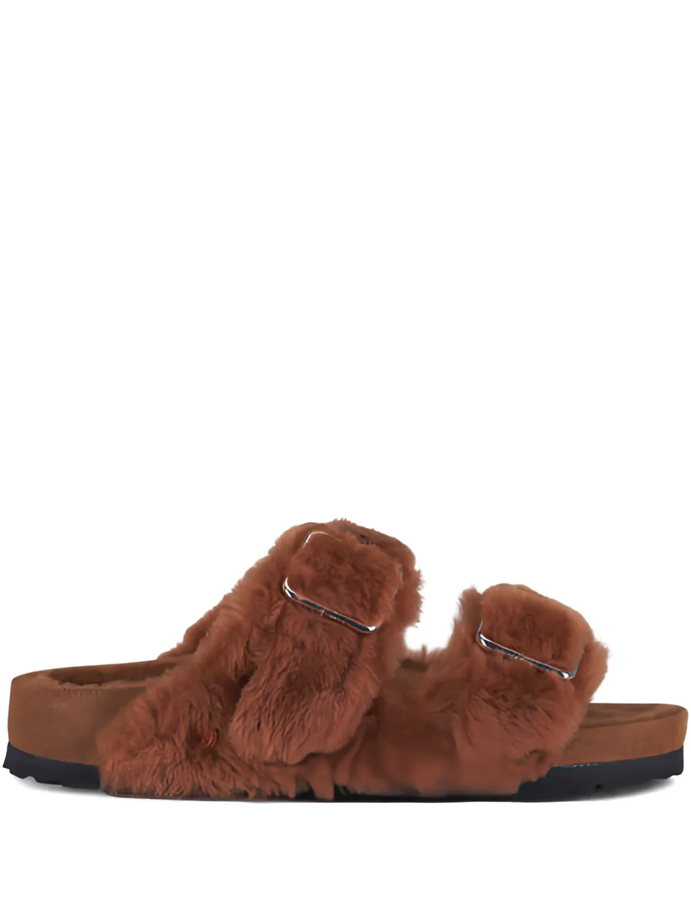 Birkenstock Arizona lammy sandalen met gesp Bruin