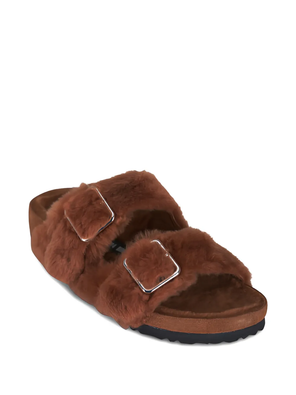 Birkenstock Arizona lammy sandalen met gesp Bruin