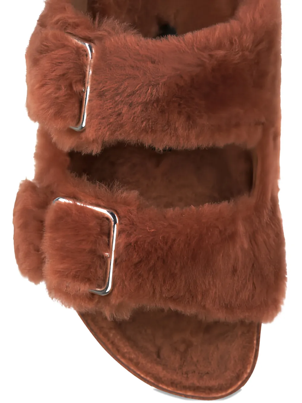 Birkenstock Arizona lammy sandalen met gesp Bruin