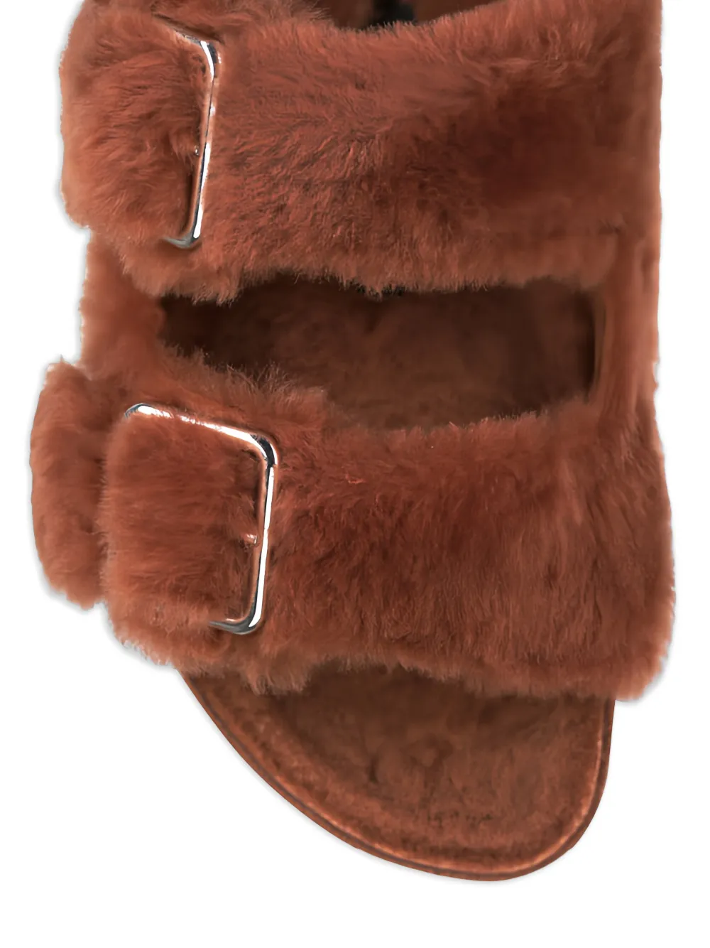 Birkenstock Arizona lammy sandalen met gesp Bruin