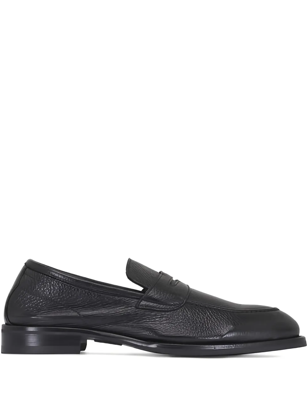 Di Bianco Aviano Almond-toe Textured Loafers In Black